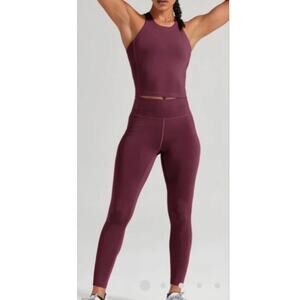 Allbirds Natural Legging Aubergine Athletic Womens XS Yoga Pants Burgundy Red